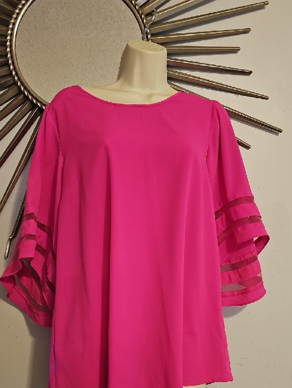 Umgee Hot Pink Layered Sleeve Tunic